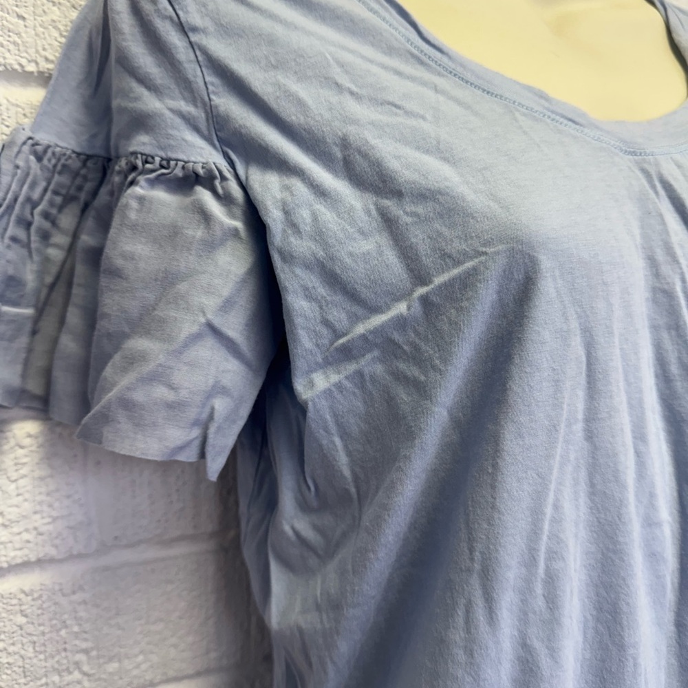 Women's Blue Ruffle Sleeve Top - Picture 4 of 11